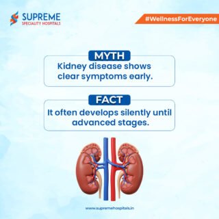 Kidney disease doesn’t always come with alarms or obvious warning signs. Most people don’t feel anything until it’s already progressed; that’s why it’s called a silent condition. Regular health check-ups, staying hydrated, and keeping blood pressure and sugar under control can make all the difference. Don’t wait for symptoms to tell you something’s wrong. Take charge early and protect your kidneys for life.📞 Call us: 044 6745 3535
🌐 Visit: www.supremehospitals.in#KidneyHealth #MythVsFact #SilentDisease #EarlyDetectionMatters #NephrologyCare #SupremeHospitals