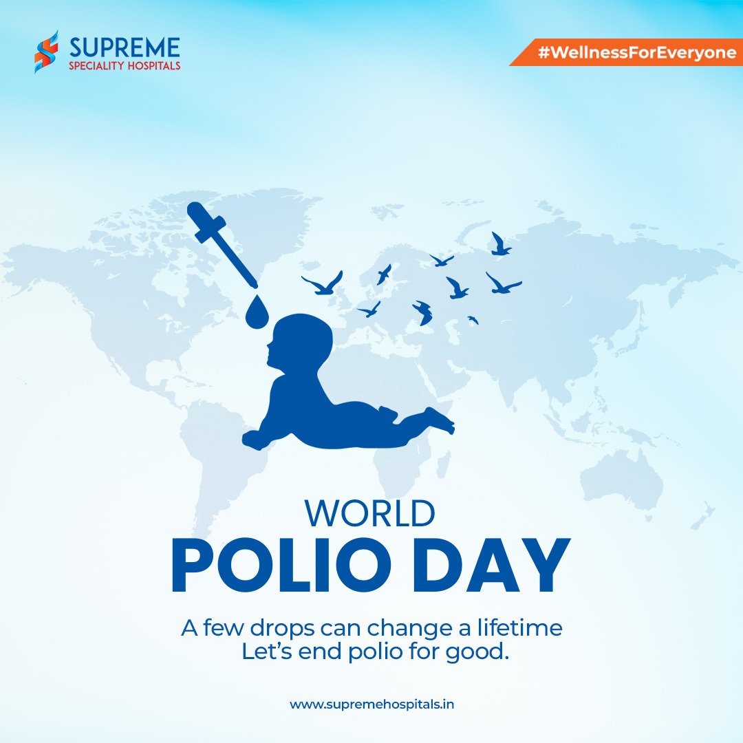 Together, we can make the world polio-free and ensure every child grows up healthy, strong, and unstoppable.Let’s end polio for good — because every child deserves a future without limits.
📞 044 6745 3535 | 🌐 www.supremehospitals.in#WorldPolioDay #EndPolioNowa #PolioFreeWorld #VaccinesWork #ChildHealth #WellnessForEveryone #SupremeSpecialityHospitals #HealthcareForAll #ImmunizationAwareness